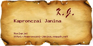 Kapronczai Janina névjegykártya